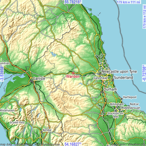 Topographic map of Warden