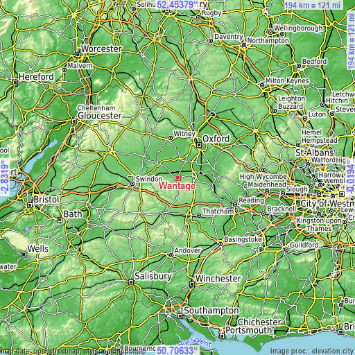 Topographic map of Wantage