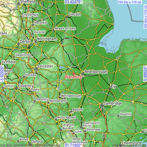 Topographic map of Wansford