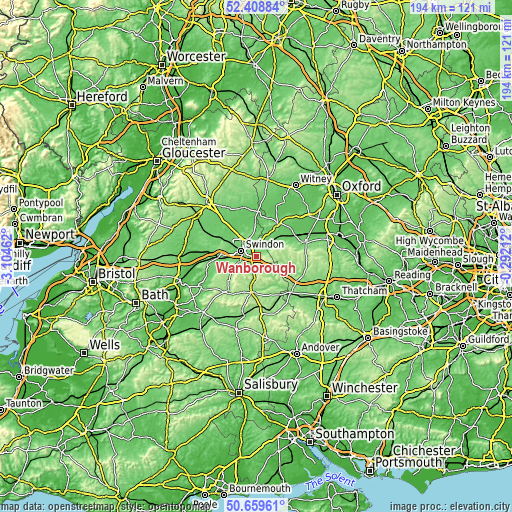 Topographic map of Wanborough