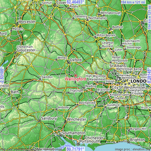 Topographic map of Wallingford