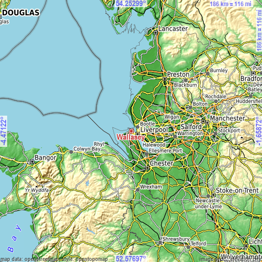 Topographic map of Wallasey