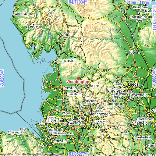 Topographic map of Waddington