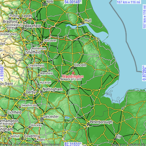 Topographic map of Waddington