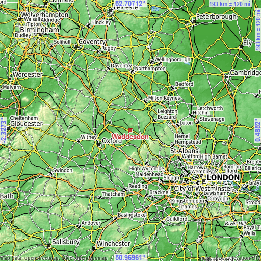 Topographic map of Waddesdon