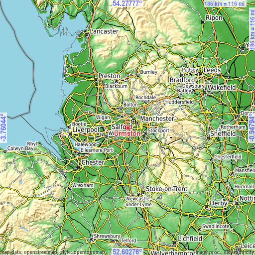 Topographic map of Urmston