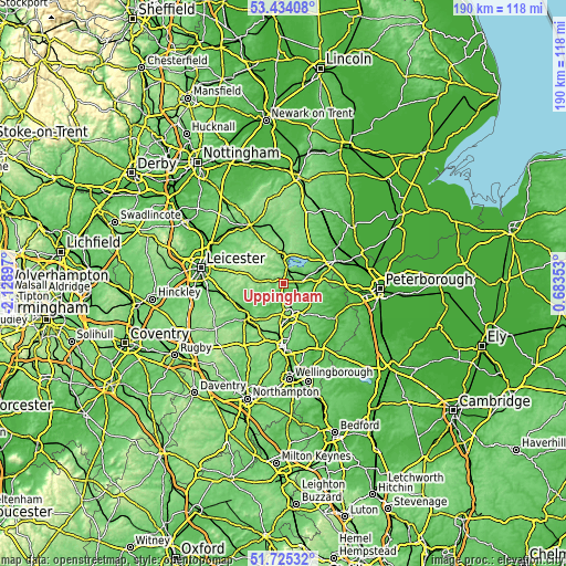 Topographic map of Uppingham