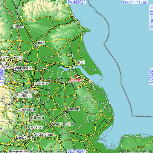 Topographic map of Ulceby