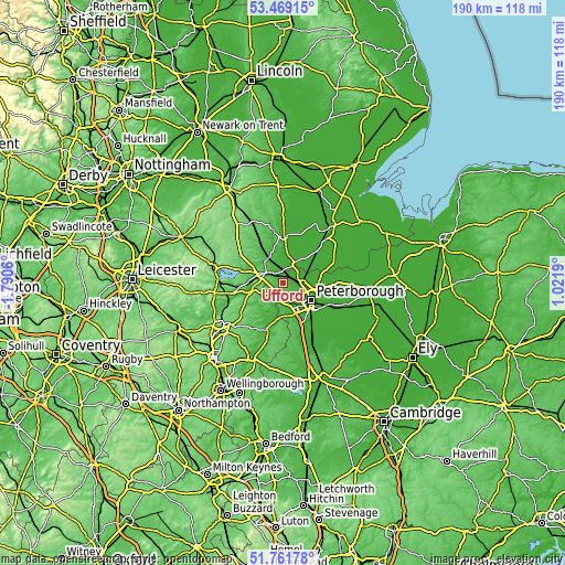 Topographic map of Ufford