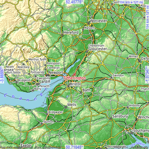 Topographic map of Tytherington