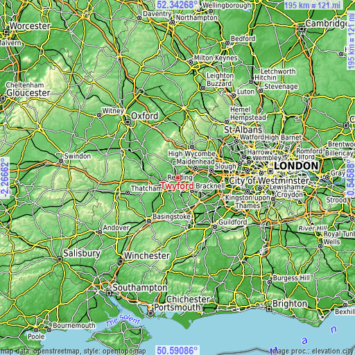 Topographic map of Twyford