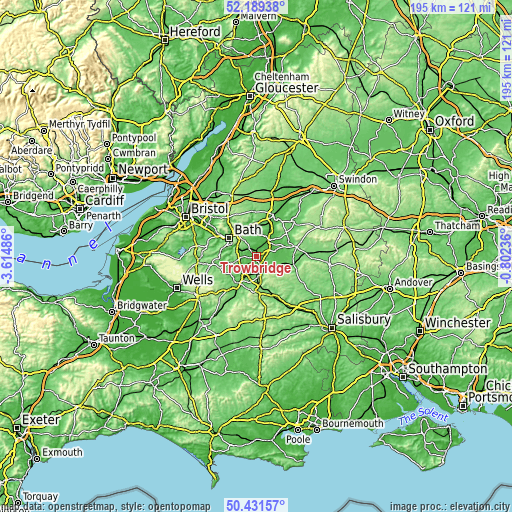 Topographic map of Trowbridge