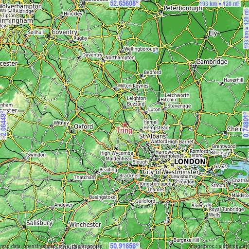 Topographic map of Tring