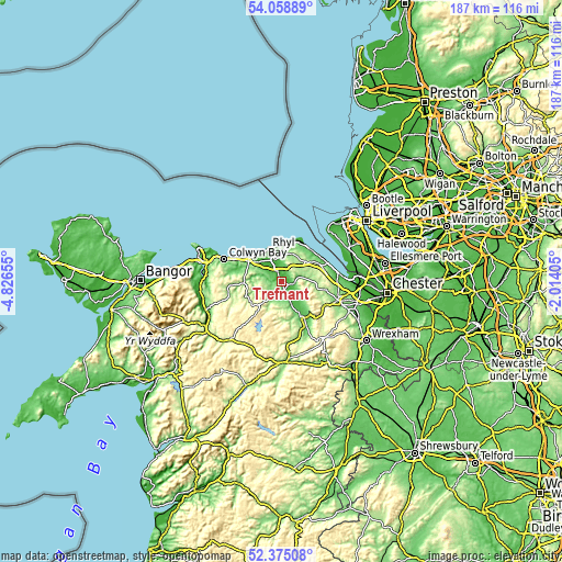 Topographic map of Trefnant