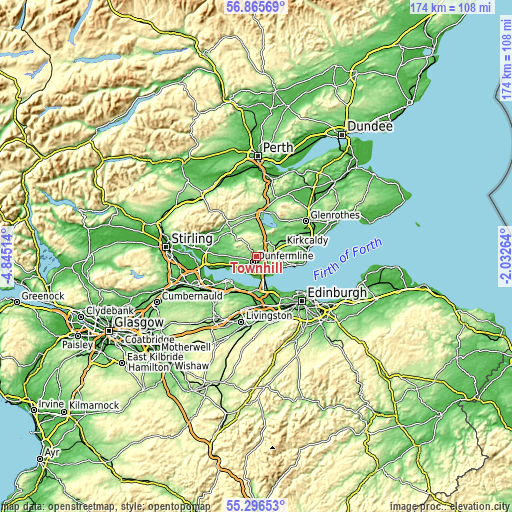 Topographic map of Townhill