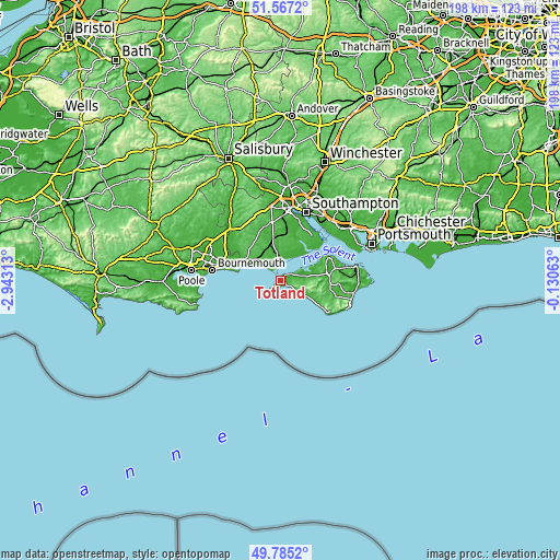 Topographic map of Totland