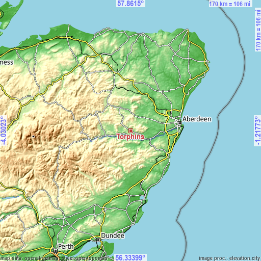 Topographic map of Torphins