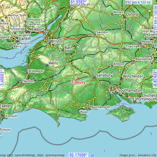 Topographic map of Tisbury