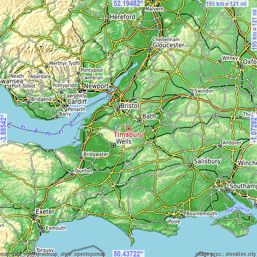 Topographic map of Timsbury