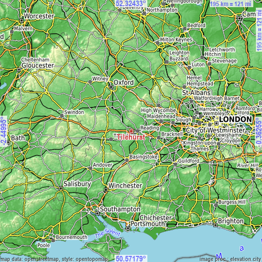 Topographic map of Tilehurst