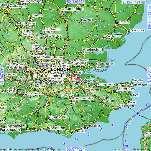 Topographic map of Tilbury