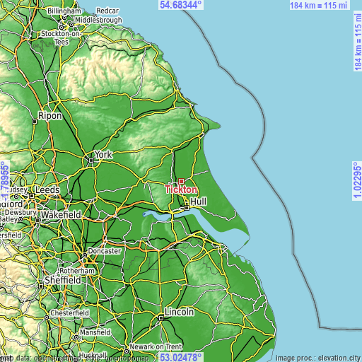 Topographic map of Tickton