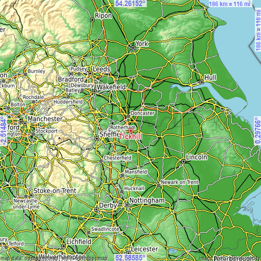 Topographic map of Tickhill