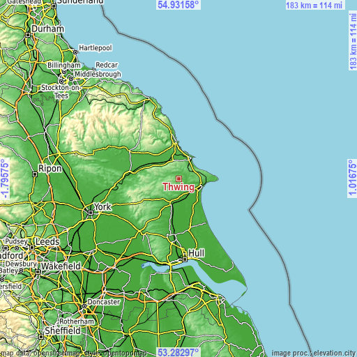 Topographic map of Thwing