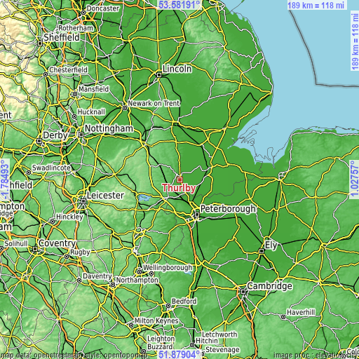 Topographic map of Thurlby