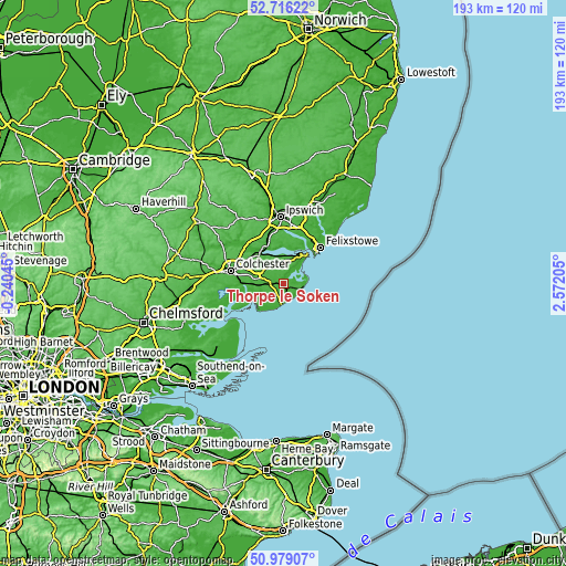 Topographic map of Thorpe le Soken