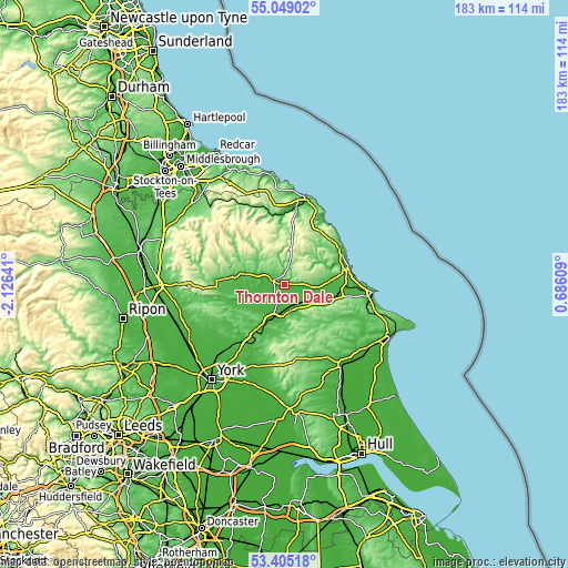 Topographic map of Thornton Dale