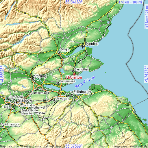 Topographic map of Thornton