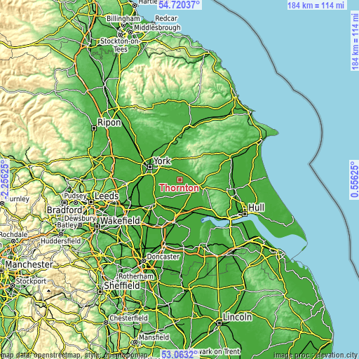 Topographic map of Thornton