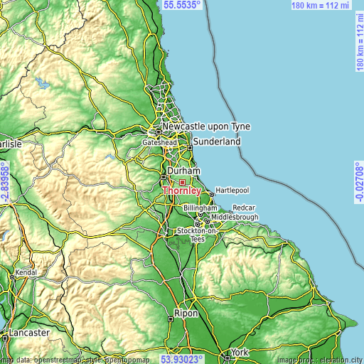 Topographic map of Thornley