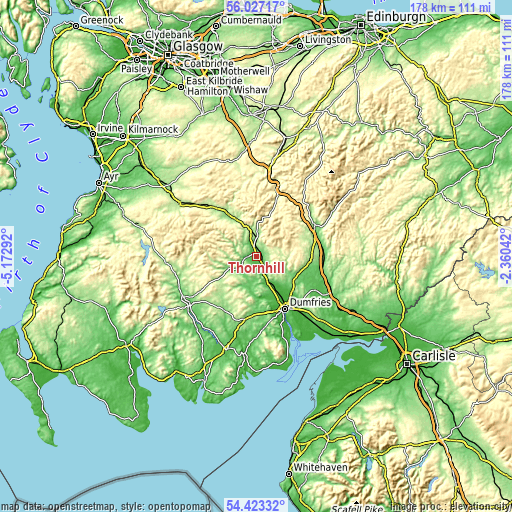 Topographic map of Thornhill