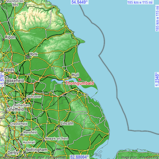 Topographic map of Thorngumbald