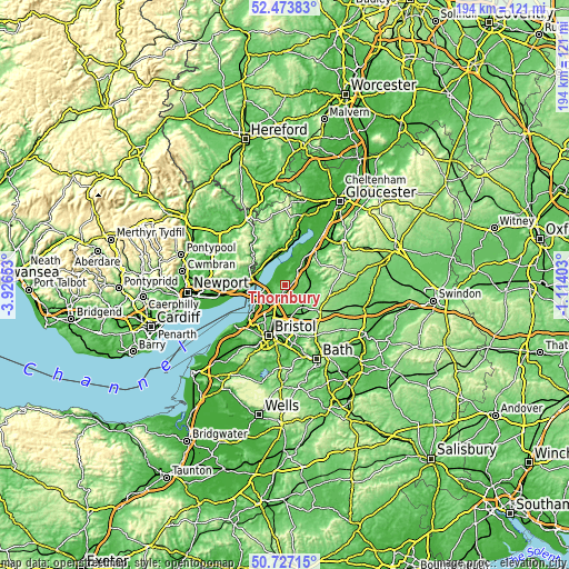 Topographic map of Thornbury