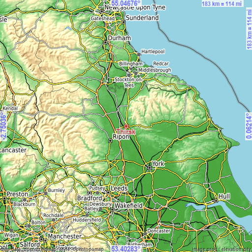 Topographic map of Thirsk