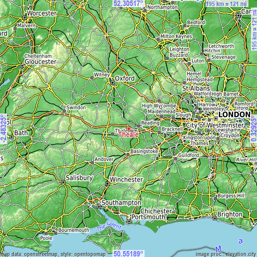 Topographic map of Theale