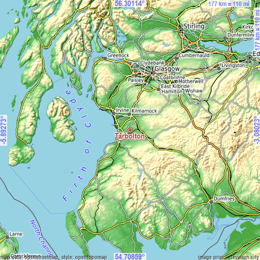 Topographic map of Tarbolton