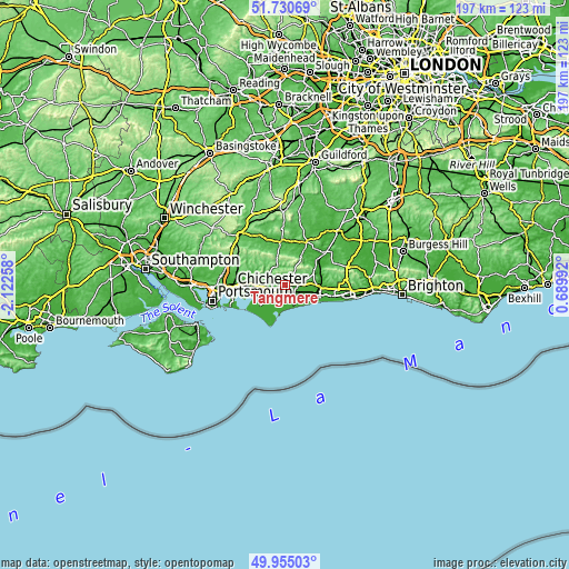 Topographic map of Tangmere