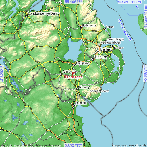 Topographic map of Tandragee