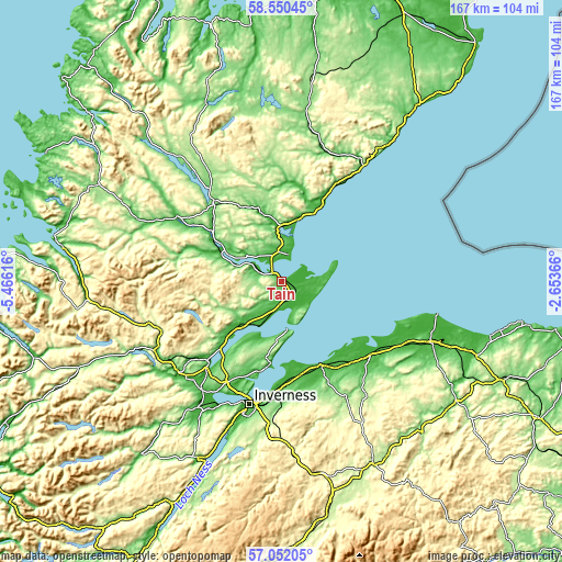 Topographic map of Tain