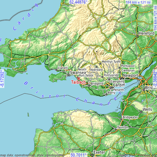 Topographic map of Taibach