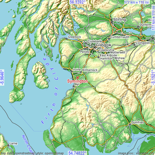 Topographic map of Symington