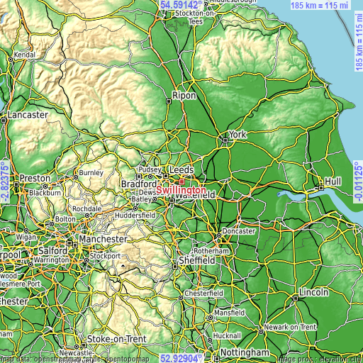 Topographic map of Swillington