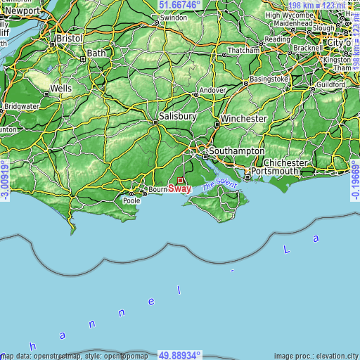 Topographic map of Sway