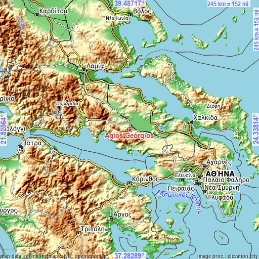 Topographic map of Ágios Geórgios