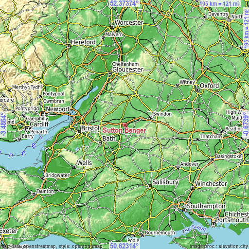 Topographic map of Sutton Benger