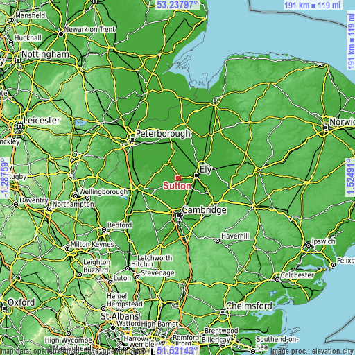 Topographic map of Sutton